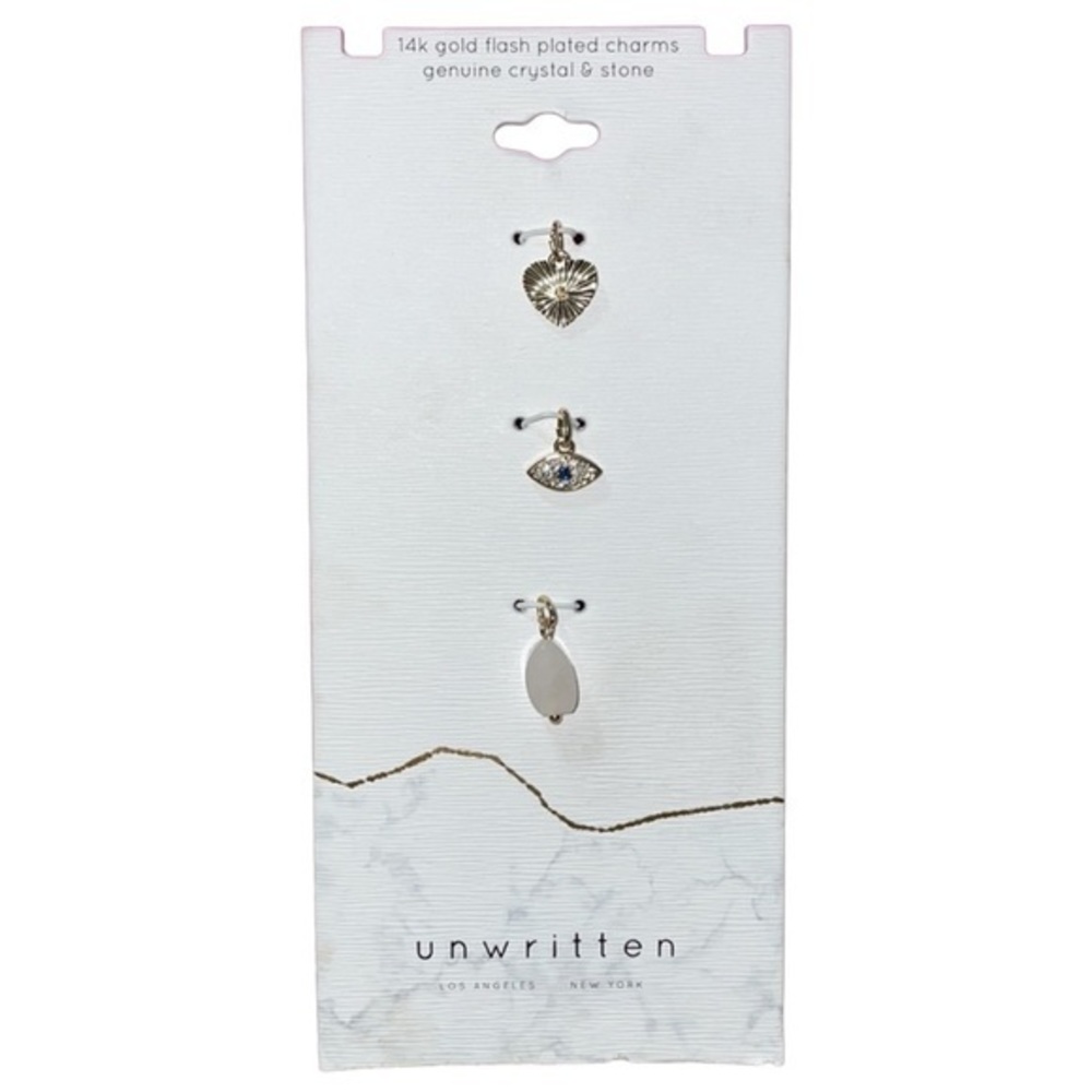 Unwritten 14k Gold Flash Plated Charms Genuine Crystal & Stone - New With Tags